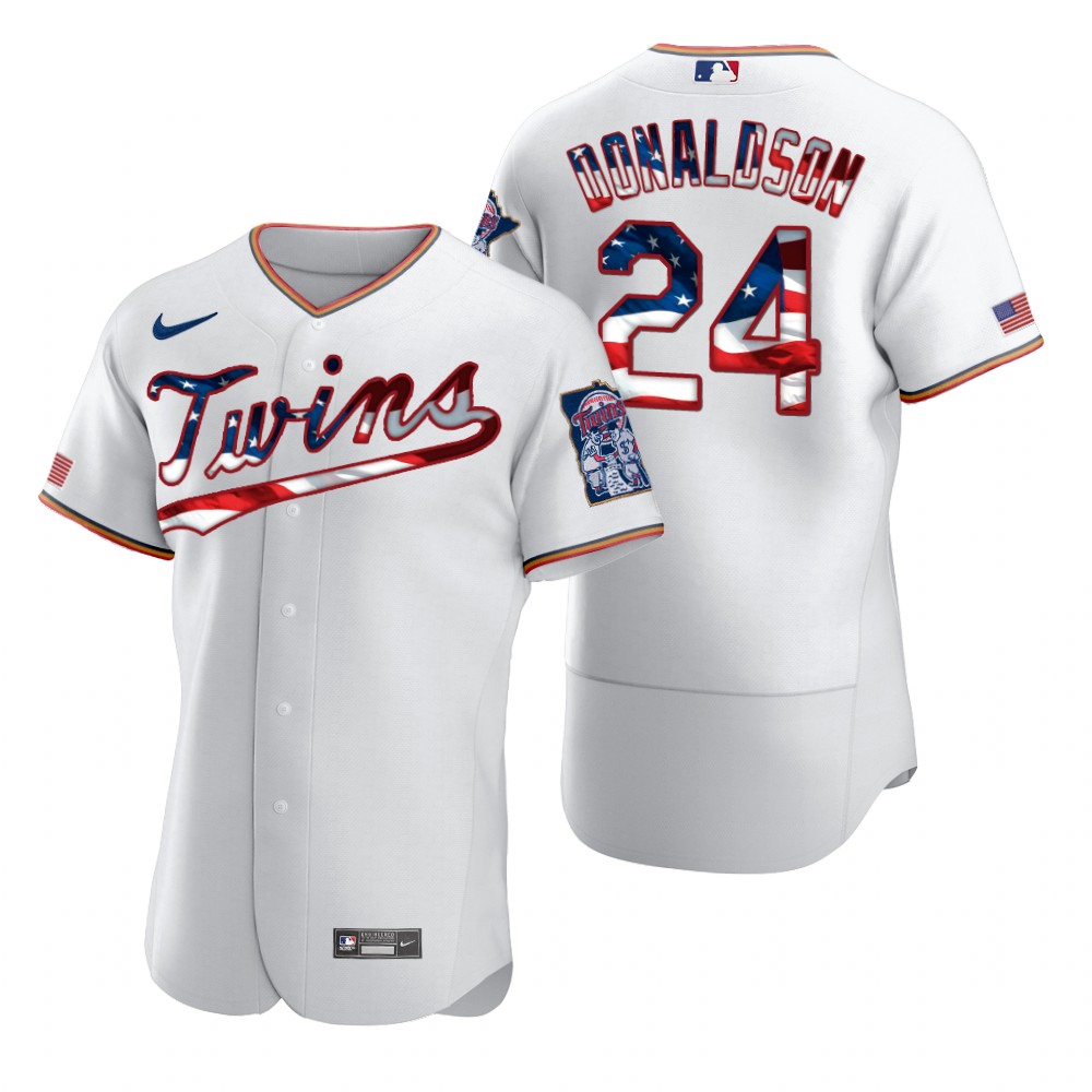 Minnesota Twins #24 Josh Donaldson Men Nike White Fluttering USA Flag Limited Edition Authentic MLB Jersey